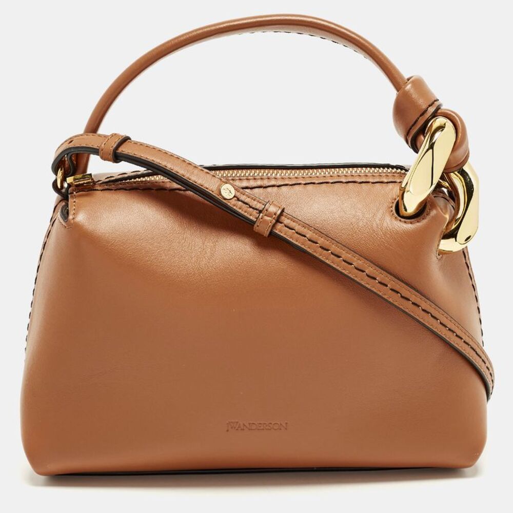 J.w.anderson Corner Small Brown Leather Shoulder Bag